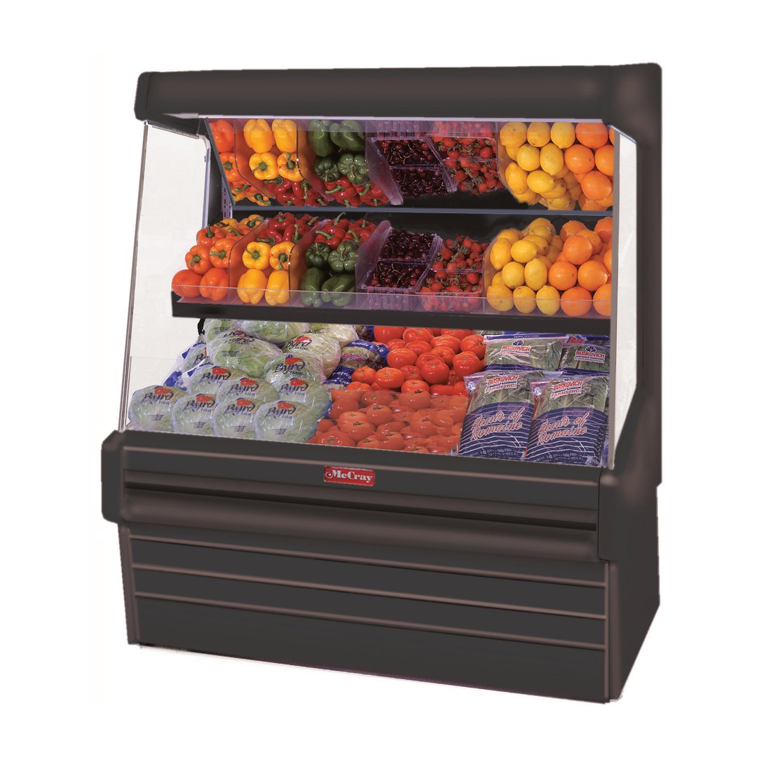 Howard-McCray R-OP30E-3L-B-LED 39" Black Produce Display Case, Remote Refrigeration (Not Included), 2400 BTU - 81 cu. ft.
