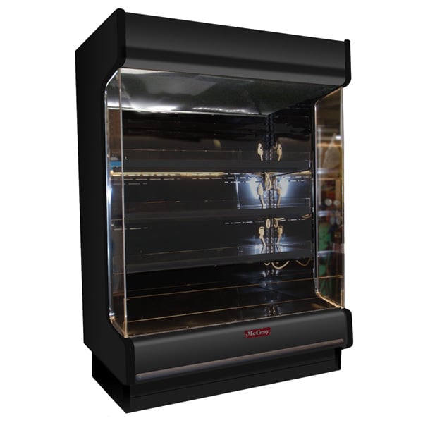 Howard-McCray R-OP35E-4-LB-B 51" Vertical Packaged Meats Low-Base Open Merhandiser in Black, Remote Refrigeration, 3 Shelves, w/ LED Lighting