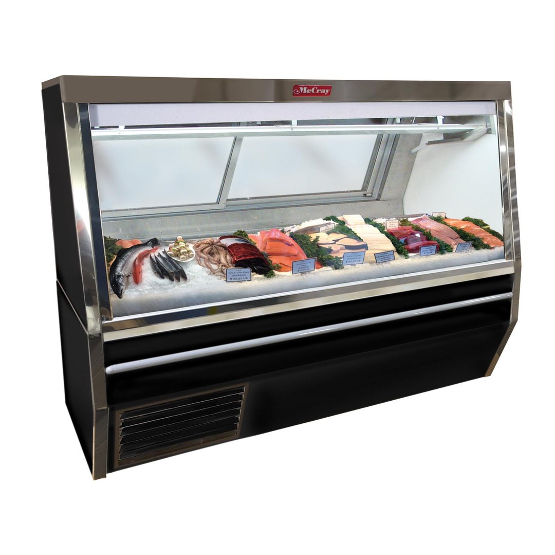 Howard-McCray SC-CFS34N-12-BE-LED 144" Self-Contained Straight Glass Fish / Poultry Service Case, 1/2 hp - 88 cu. ft. - Black