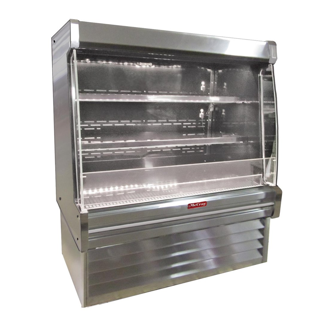 Howard-McCray SC-OD35E-5L-S-LED 63'' Vertical Dairy Open Air Merchandiser, Stainless Steel, Self-Contained, 2 Shelves, w/ LED Lighting, Sloped End Panels
