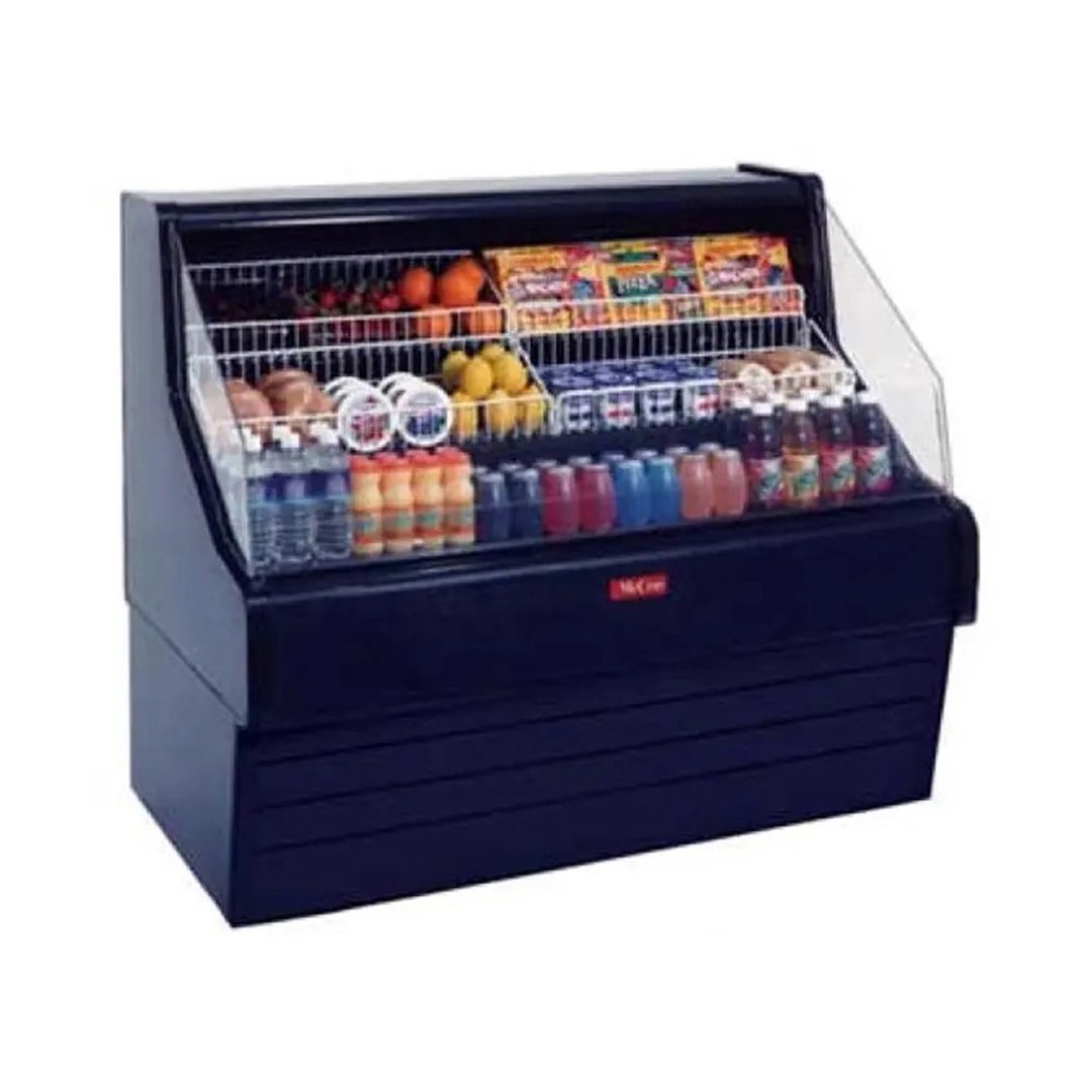 Howard-McCray SC-OS30E-4C-B-LED 51" Horizontal Impluse Open Merchandiser in Black, Self-Contained, 3 Shelves, Curved End Panels, w/ LED Lighting