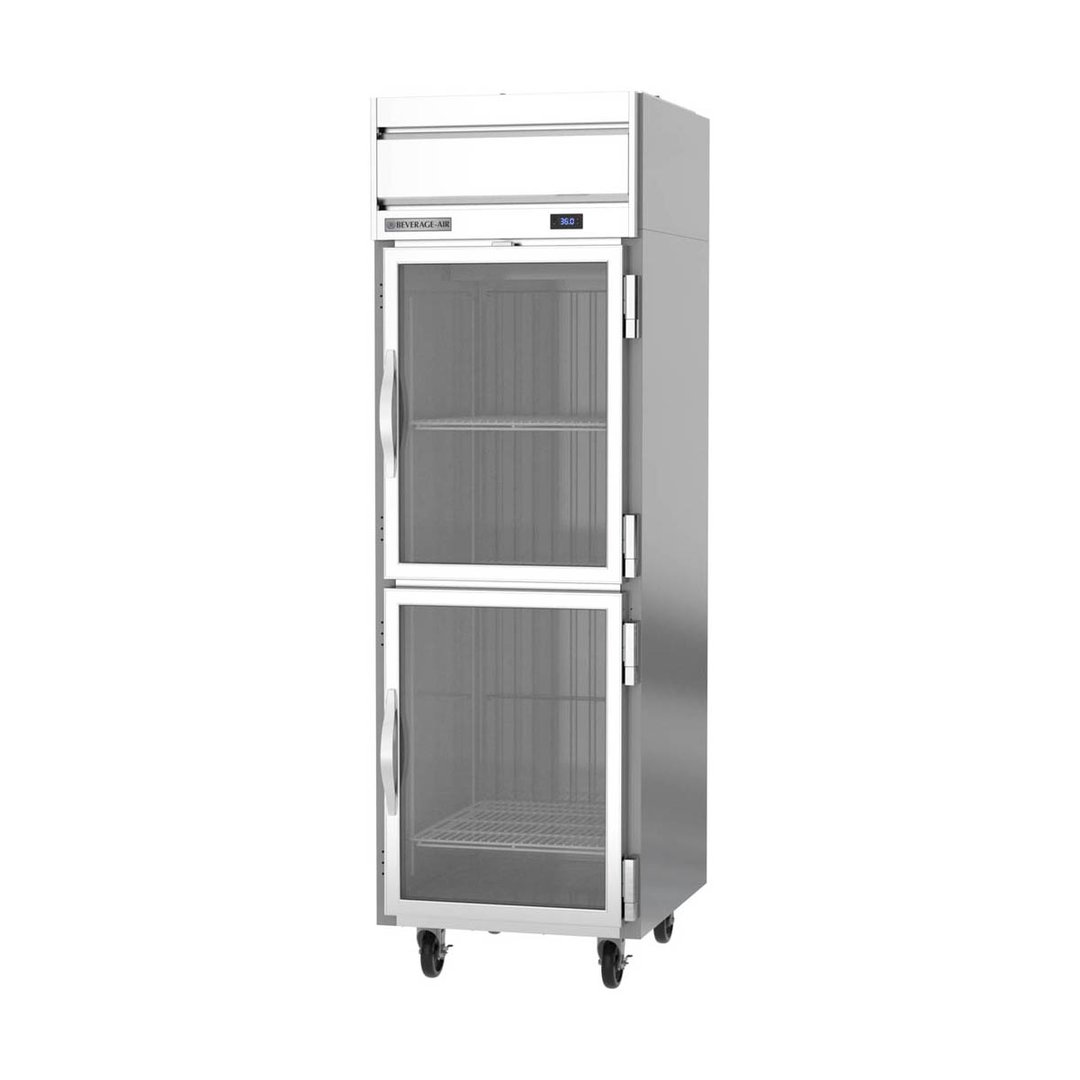 Beverage Air HR1HC-1HG 26" One Section Reach-In Refrigerator w/ 2 Glass Half Doors, Top Mount, 1/4 hp, 22 cu. ft.