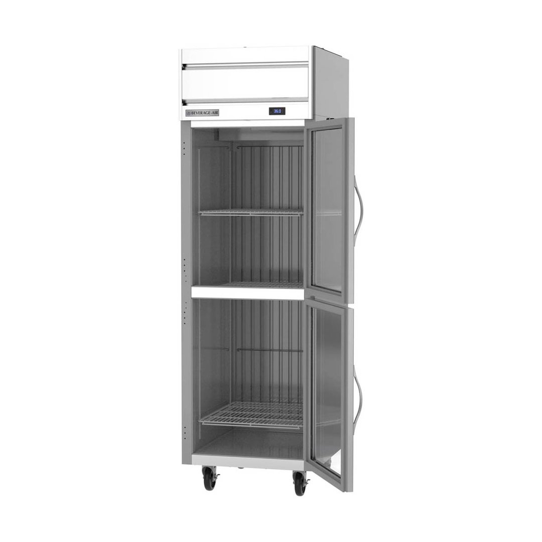 Beverage Air HR1HC-1HG 26" One Section Reach-In Refrigerator w/ 2 Glass Half Doors, Top Mount, 1/4 hp, 22 cu. ft.
