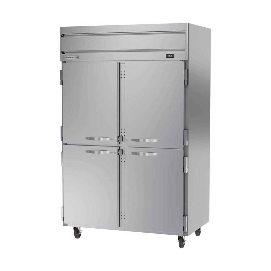 Beverage Air HR2HC-1HS 52" Two Section Reach-In Refrigerator w/ 4 Solid Half Doors, Top Mounted, 1/3 hp, 47 cu. ft.