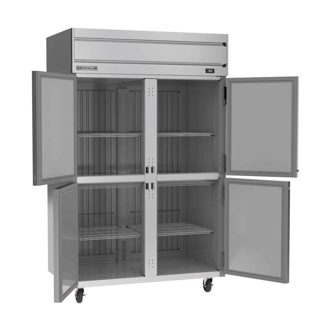 Beverage Air HR2HC-1HS 52" Two Section Reach-In Refrigerator w/ 4 Solid Half Doors, Top Mounted, 1/3 hp, 47 cu. ft.