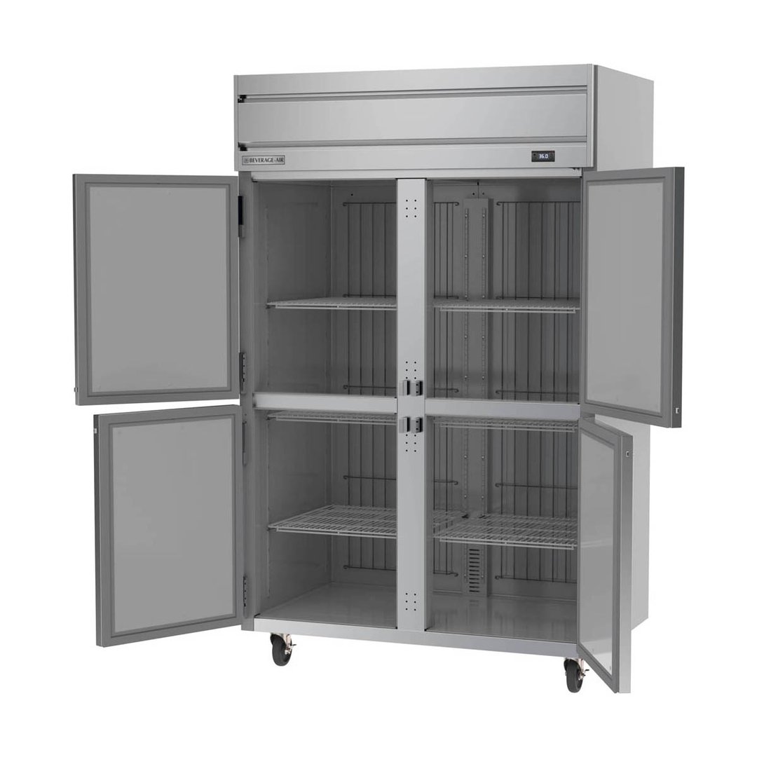 Beverage Air HR2HC-1HS 52" Two Section Reach-In Refrigerator w/ 4 Solid Half Doors, Top Mounted, 1/3 hp, 47 cu. ft.