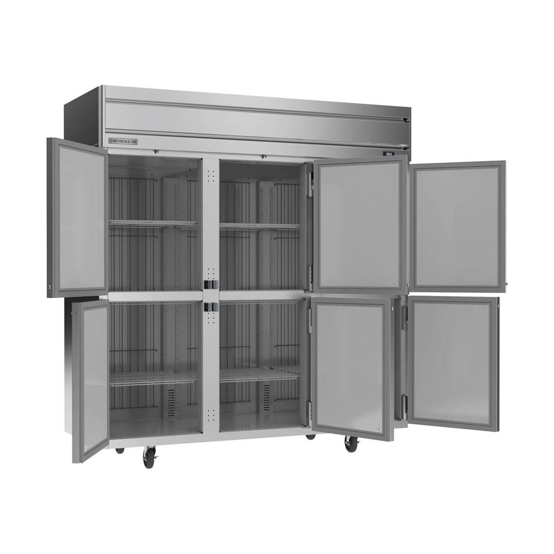 Beverage Air HRP3HC-1HS 78" Three Section Reach-In Refrigerator w/ 6 Solid Half Doors, Top Mounted, 1/3 hp, 71.5 cu. ft.