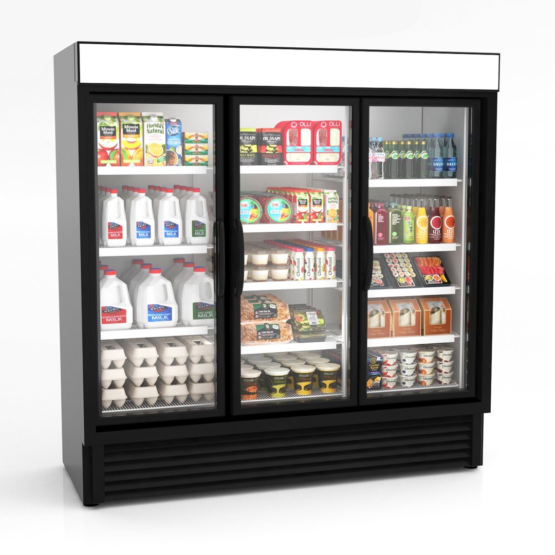 Hussmann VRM3B 78" 3-Section Merchandiser Refrigerator with Glass Door, 66.1 cu. ft.