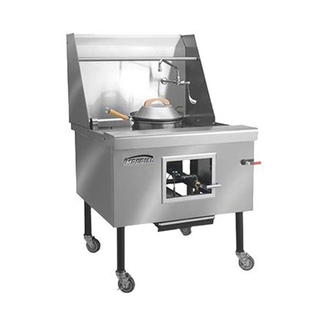 Imperial ICRA-7 Gas Wok Range w/ (7) Burners (Bowls), Knee "L" Lever Controls, Water Cooled Top, 770.000 BTU