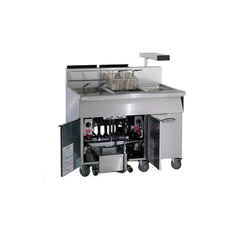 Imperial IFSCB550T Multiple Battery Gas Fryer w/ (5) 50-lb Frypots, Built-In Filter, Thermostat Controls