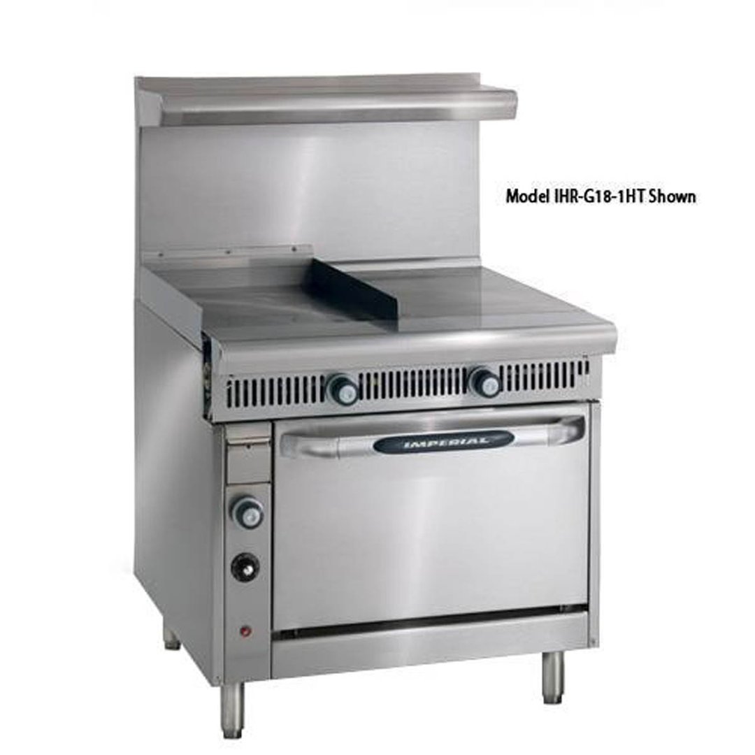 Imperial IHR-G18-1HT-C 36" Gas Heavy Duty Range w/ (1) 18" Griddle, (1) 18" Hot Top, (1) Convection, 115.000 BTU 