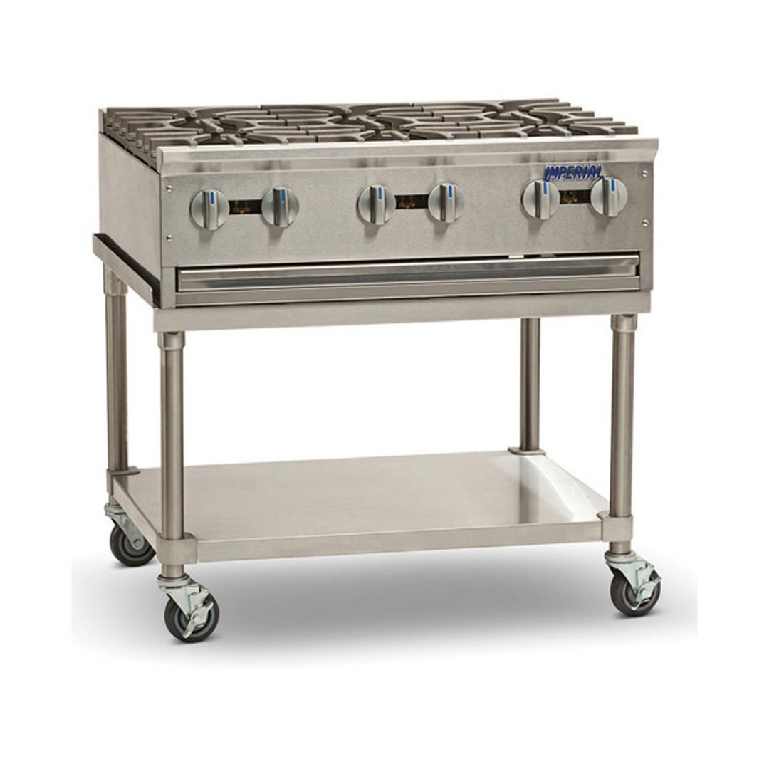 Imperial PSH848 48" Countertop Gas Hotplate with (8) Burners, Manual Controls, 256.000 BTU