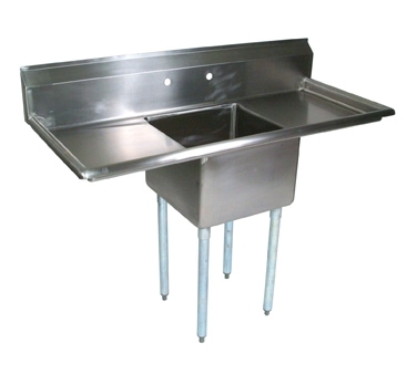 John Boos E1S8-1620-12T18-X 52" One Compartment Sink, 16"W x 20"L Bowl With 2 Drainboards