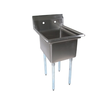 John Boos E1S8-24-14-X 29" One Compartment Sink, 24"W x 24"L Bowl Without Drainboards