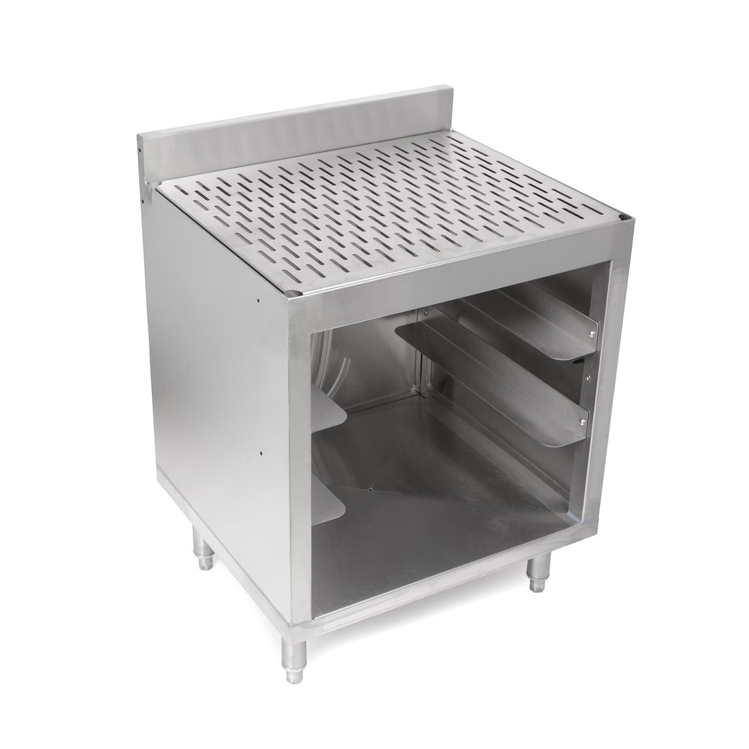 John Boos UBGR-2124-X Underbar Glass Rack Storage Unit w/ Drainboard Top, Open Front Base