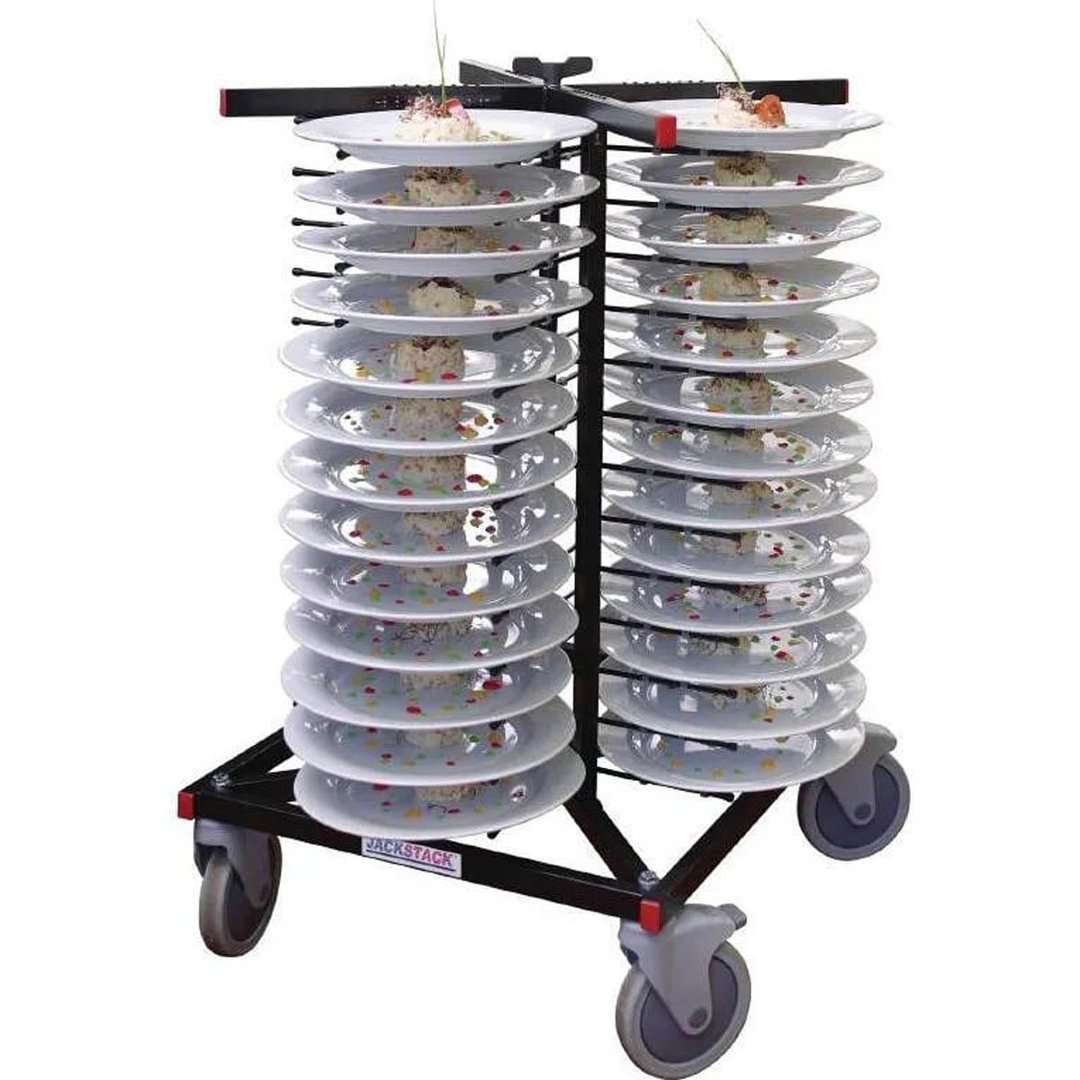 JackStack JS052F, 52-Plates Mobile Plate Rack with Steel Construction and Black Powder Coated 