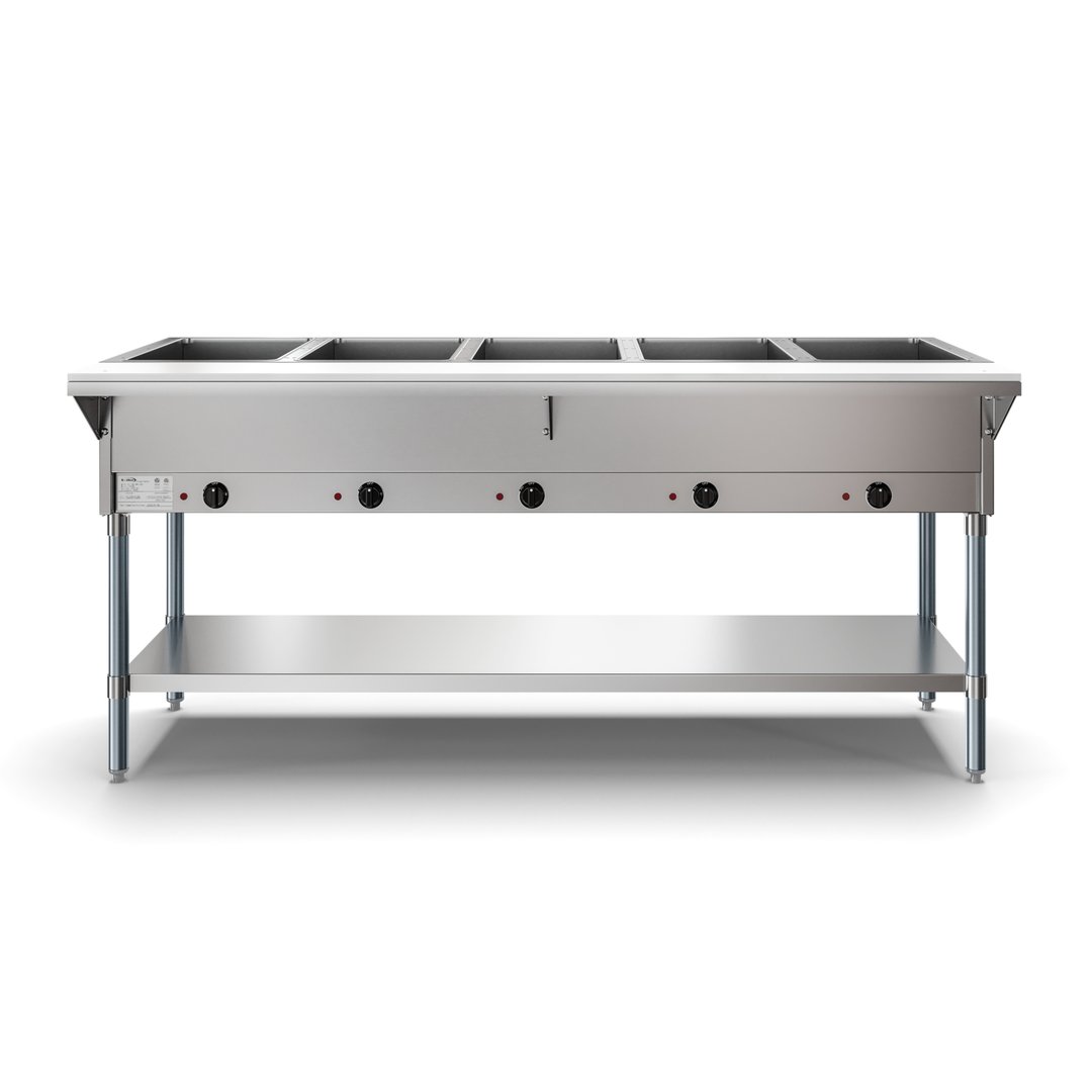 Koolmore KM-OWS-5 72" Electric Steam Table with Undershelf, (5) Open Wells