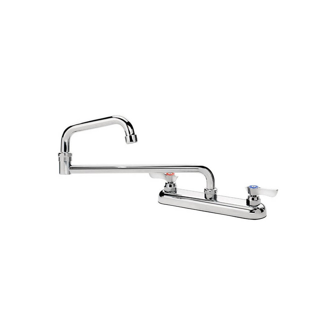 Krowne 13-818L Silver Series Double-Jointed Deck Mount Faucet w/ 8" Centers, 18" Spout