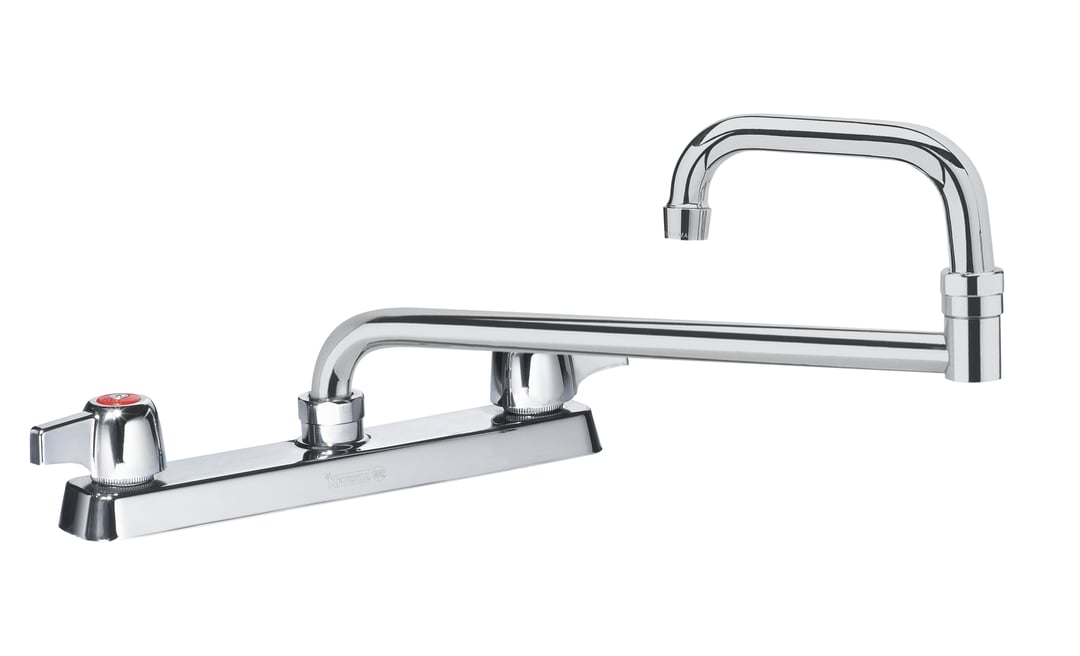 Krowne 13-818L Silver Series Double-Jointed Deck Mount Faucet w/ 8" Centers, 18" Spout