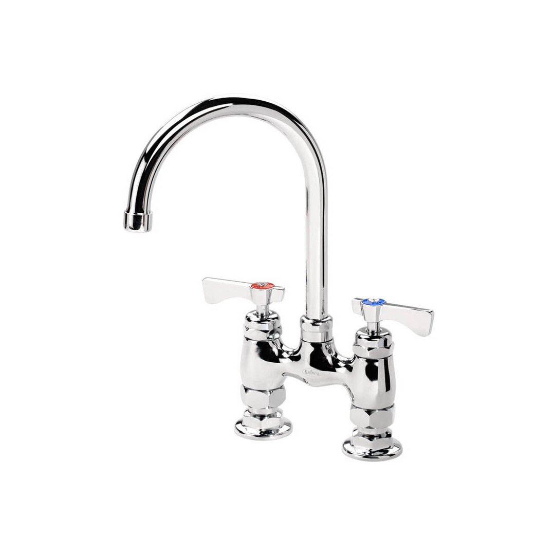 Krowne 15-401L Royal Series Low Lead Deck Mount Faucet w/ 4" Centers, 6" Gooseneck Spout