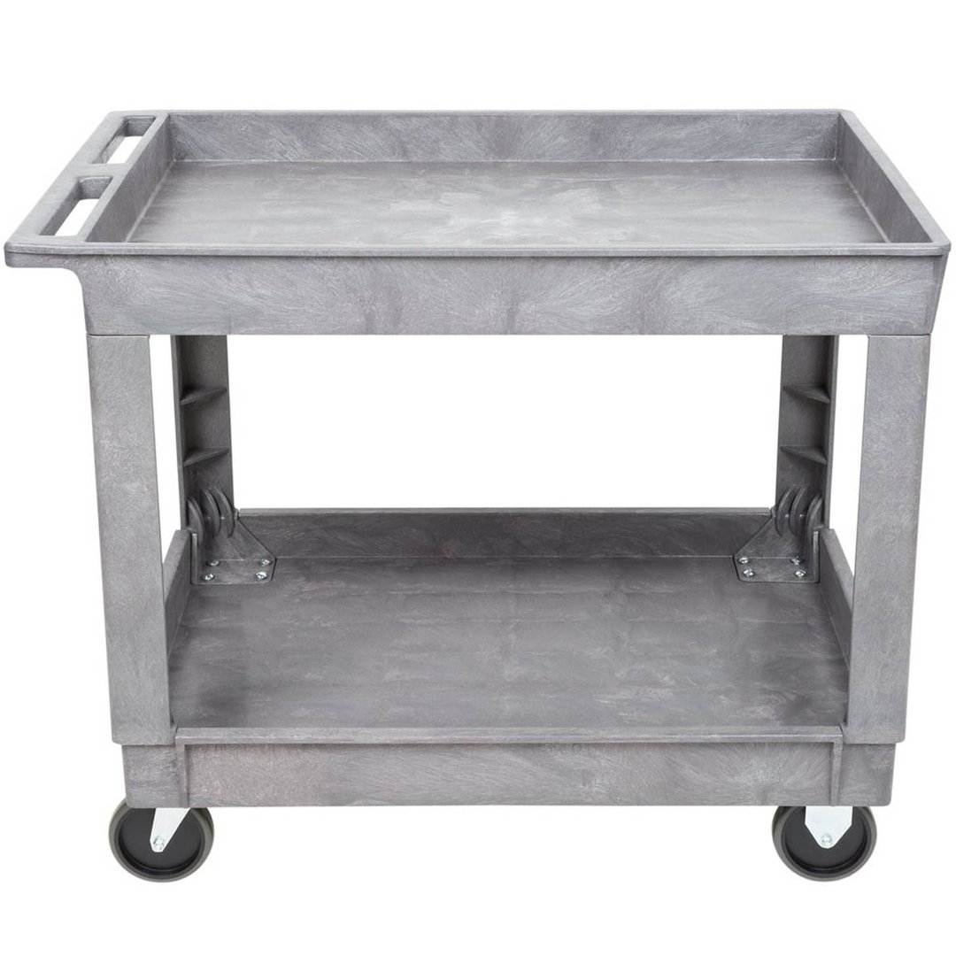 Lakeside 2523 Gray 2-Shelf Plastic Deep Well Utility Cart w/ 500-lb Capacity