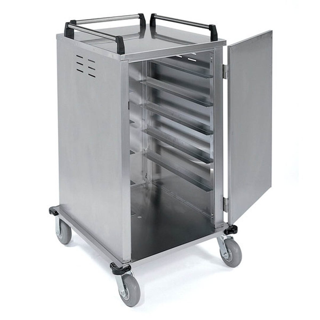 Lakeside 5510 Stainless Steel 6 Tray Enclosed Meal Delivery Cart w/ 1 Door, 1 Compartment 