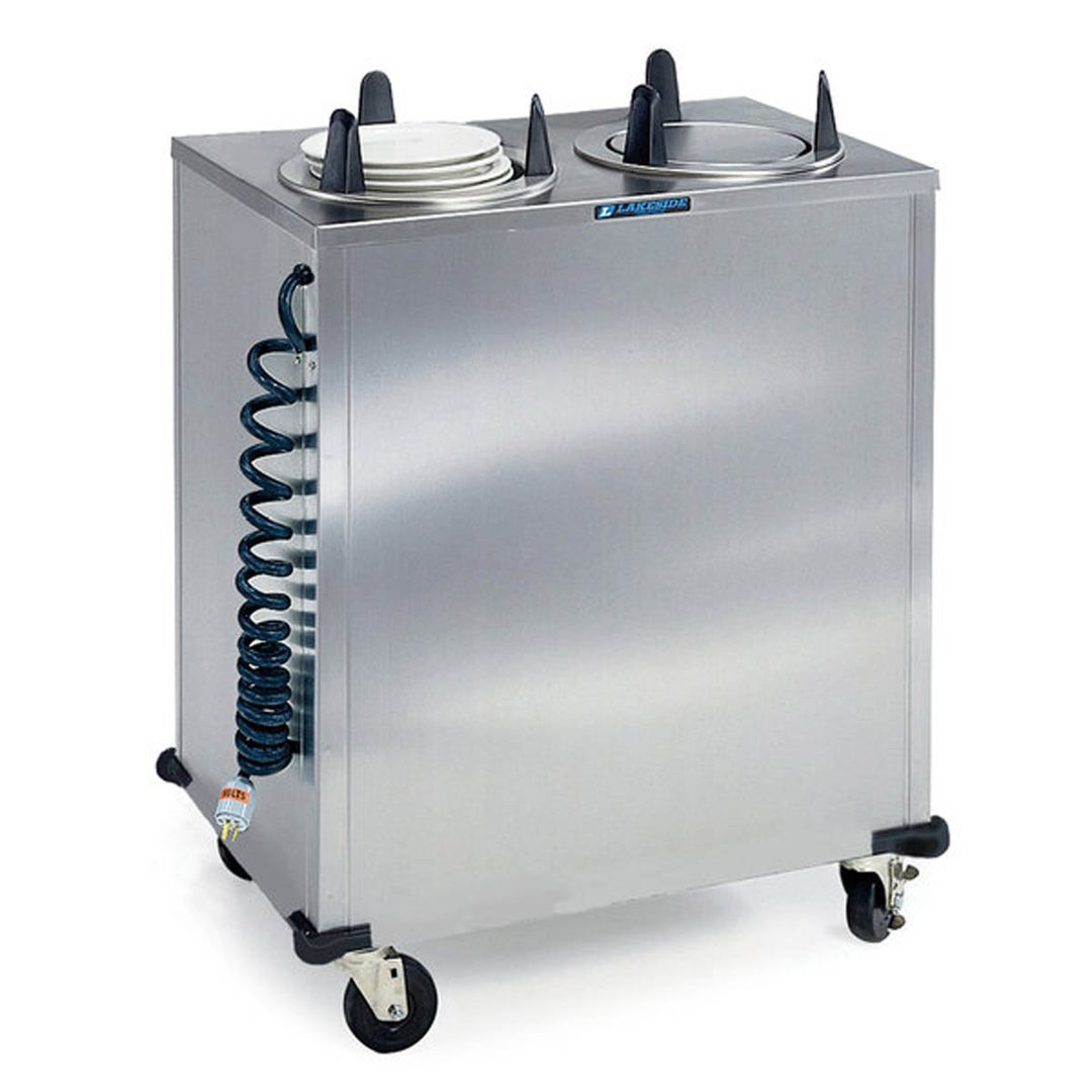 Lakeside 6211 Mobile Enclosed Two Stack Heated Dish Dispenser for 10 1/4" to 11" Dishes 