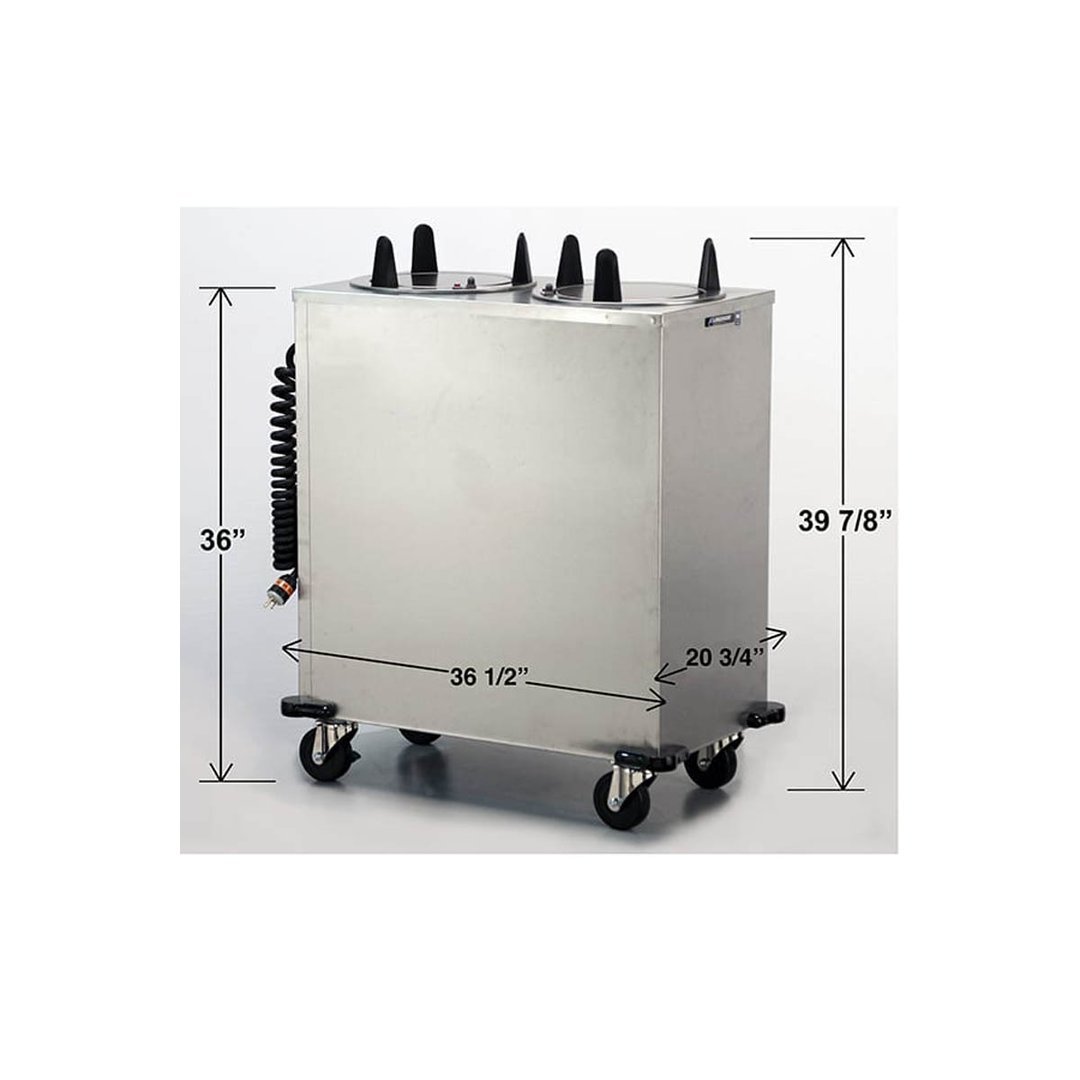 Lakeside 6211 Mobile Enclosed Two Stack Heated Dish Dispenser for 10 1/4" to 11" Dishes 