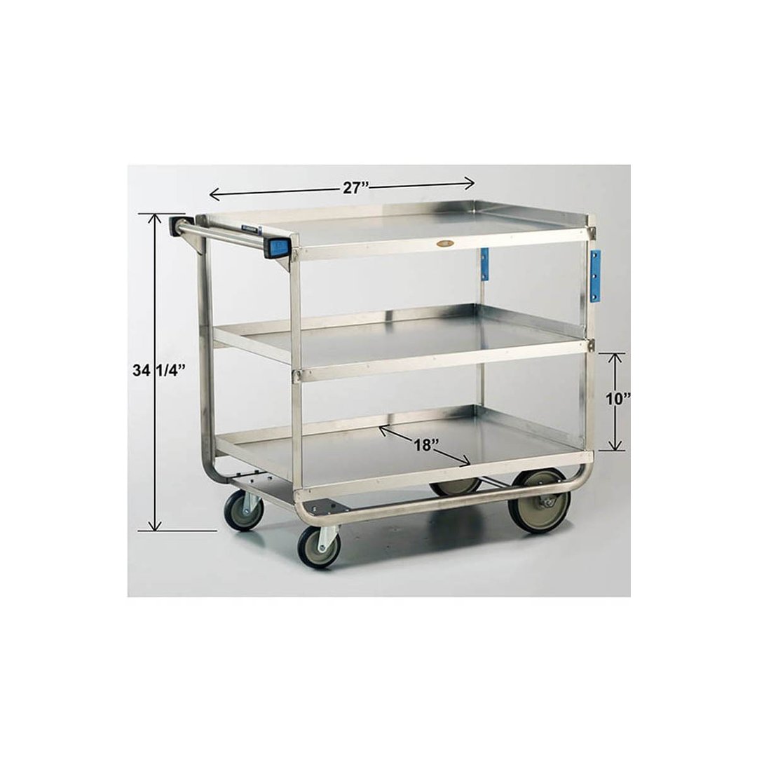 Lakeside 939 Tough Transport Stainless Steel 3-Shelf Utility Cart -33" x 19-3/4" x 34-1/4"