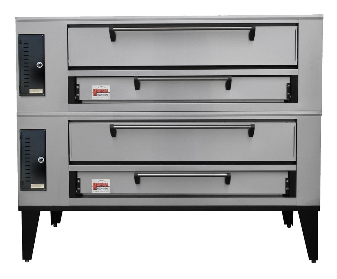 Marsal SD-10866 STACKED Gas Double Deck Pizza Oven, Two 10"H x 44" x 66" Baking Chambers