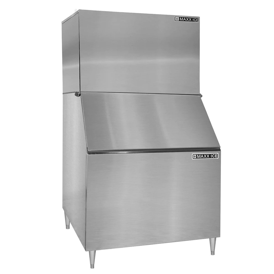 Maxx Ice MIM452/MIB400 Air Cooled Full Cube 460 lb Ice Machine with Bin, 400 lb Storage