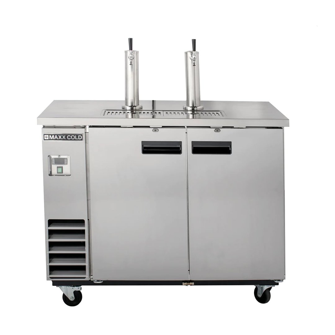 Maxx Cold MXBD48-2SHC 47" Draft Beer Cooler w/ 2 Kegs, 10.5 cu. ft., 2 Single-Tap Towers