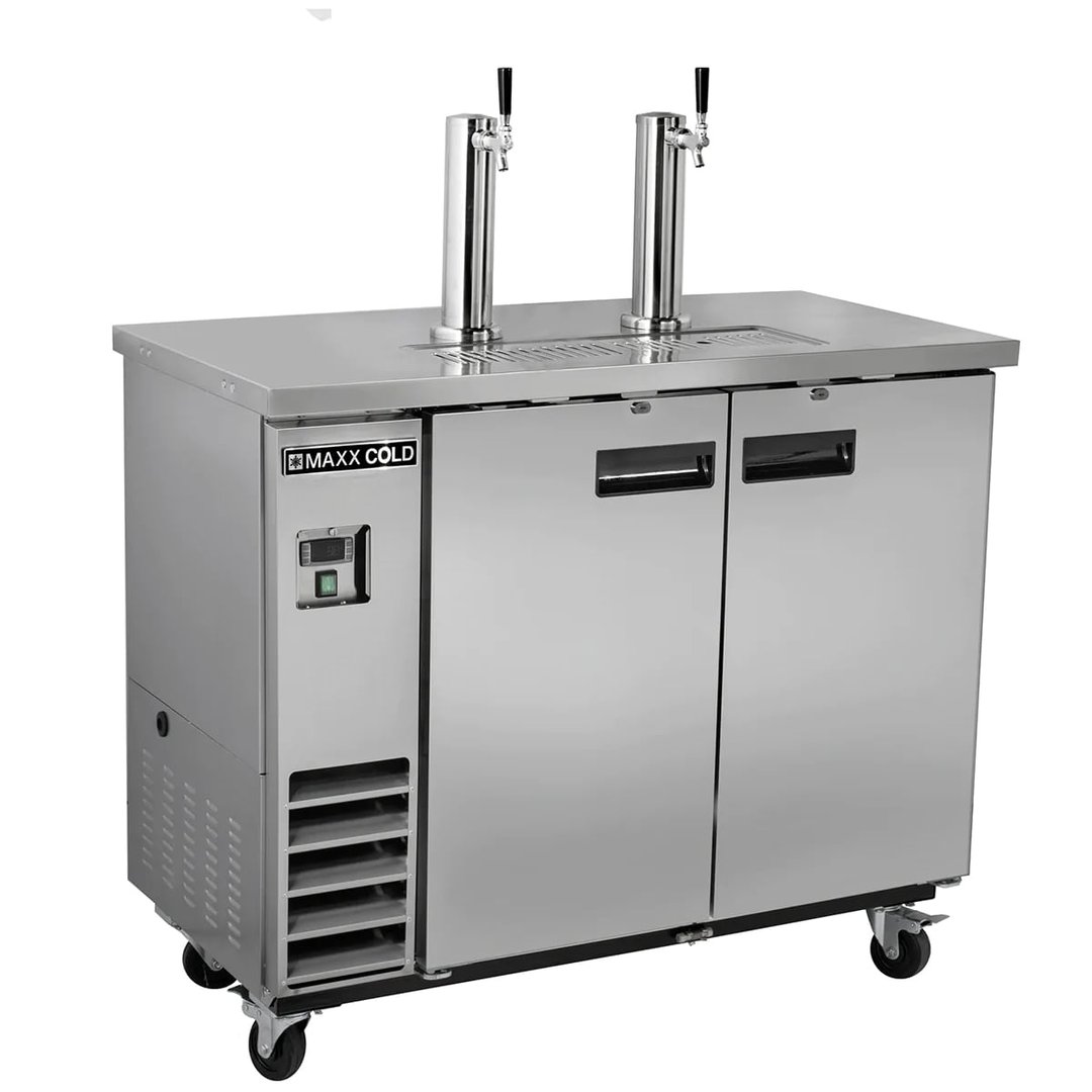 Maxx Cold MXBD48-2SHC 47" Draft Beer Cooler w/ 2 Kegs, 10.5 cu. ft., 2 Single-Tap Towers
