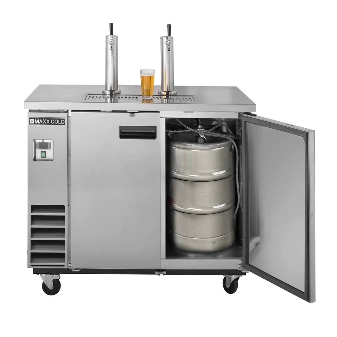 Maxx Cold MXBD48-2SHC 47" Draft Beer Cooler w/ 2 Kegs, 10.5 cu. ft., 2 Single-Tap Towers