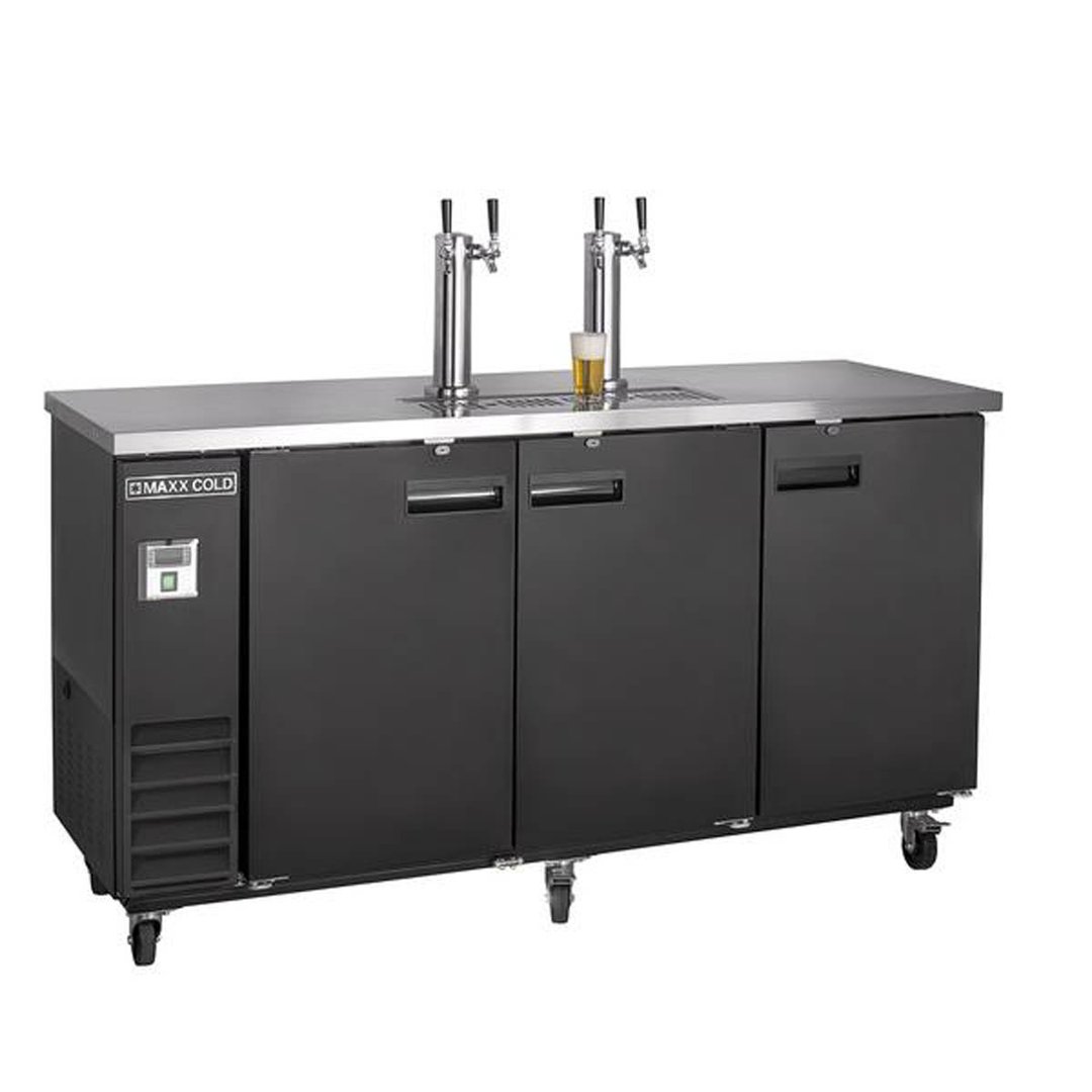 Maxx Cold MXBD72-2BHC 73" Draft Beer Cooler w/ 3 Kegs, 17.3 cu. ft., 2 Dual-Tap Towers