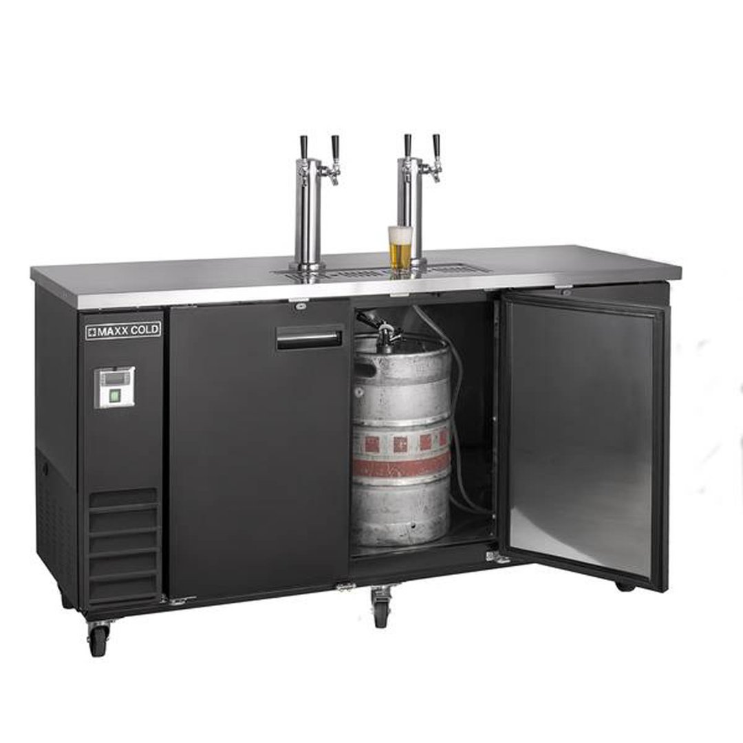 Maxx Cold MXBD72-2BHC 73" Draft Beer Cooler w/ 3 Kegs, 17.3 cu. ft., 2 Dual-Tap Towers