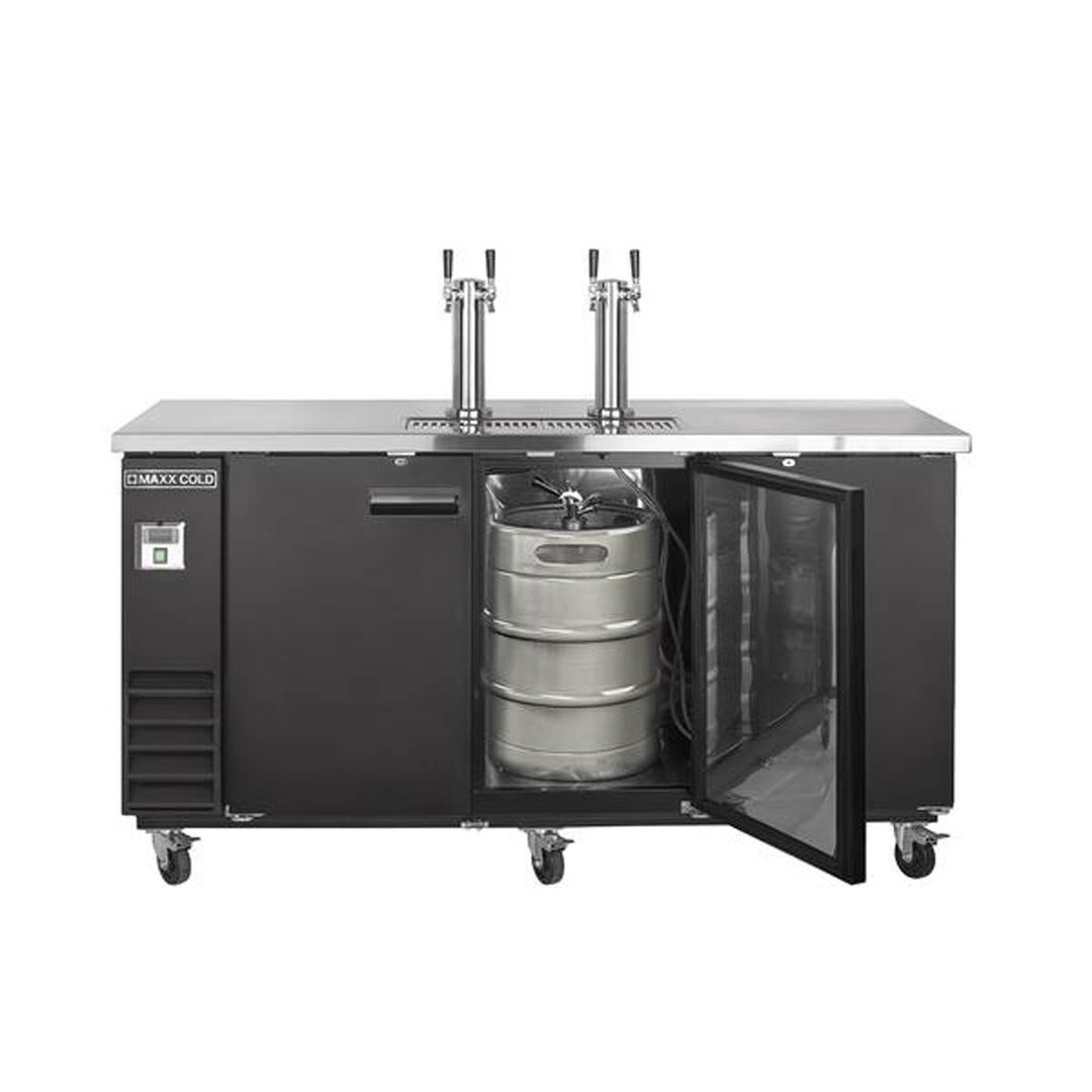 Maxx Cold MXBD72-2BHC 73" Draft Beer Cooler w/ 3 Kegs, 17.3 cu. ft., 2 Dual-Tap Towers