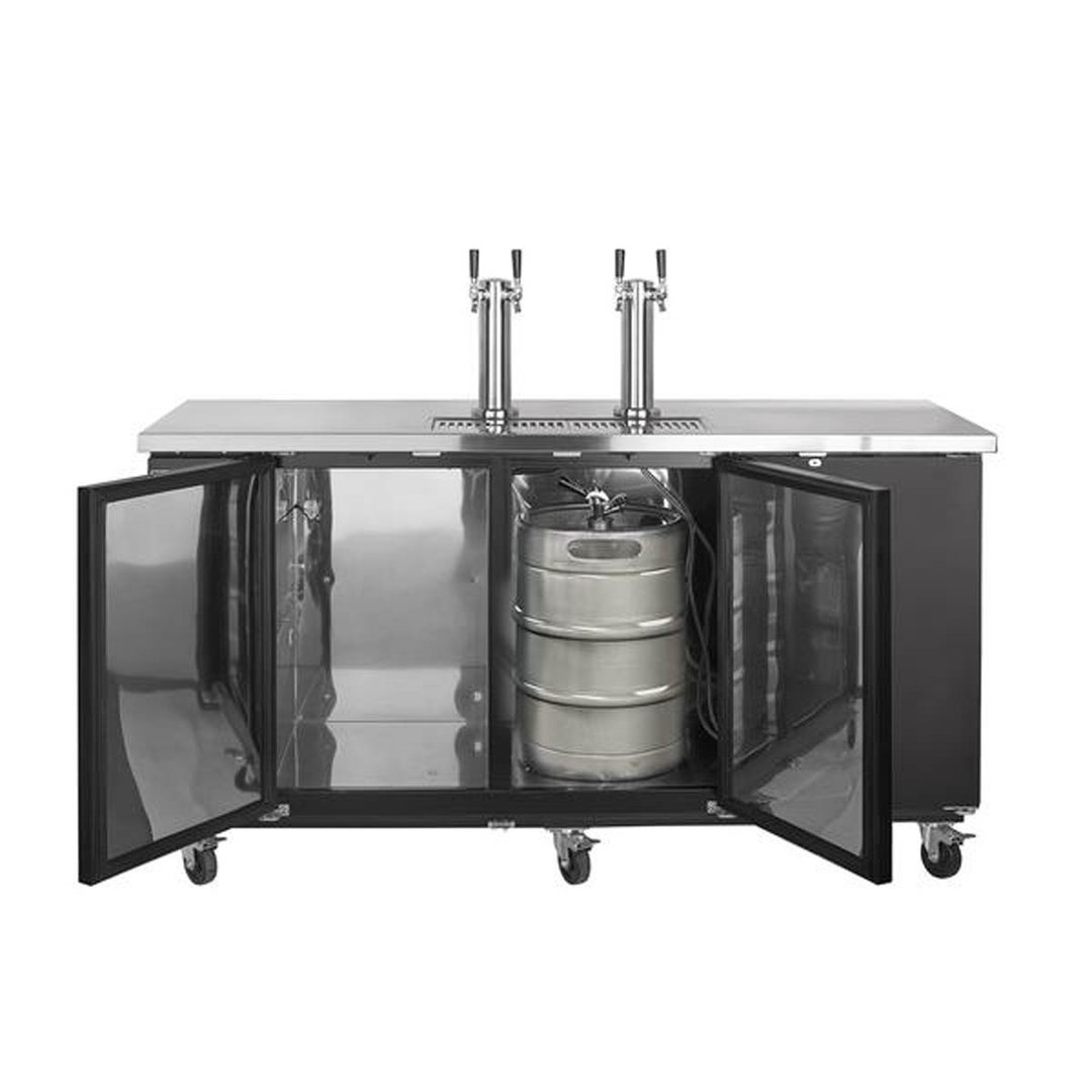 Maxx Cold MXBD72-2BHC 73" Draft Beer Cooler w/ 3 Kegs, 17.3 cu. ft., 2 Dual-Tap Towers