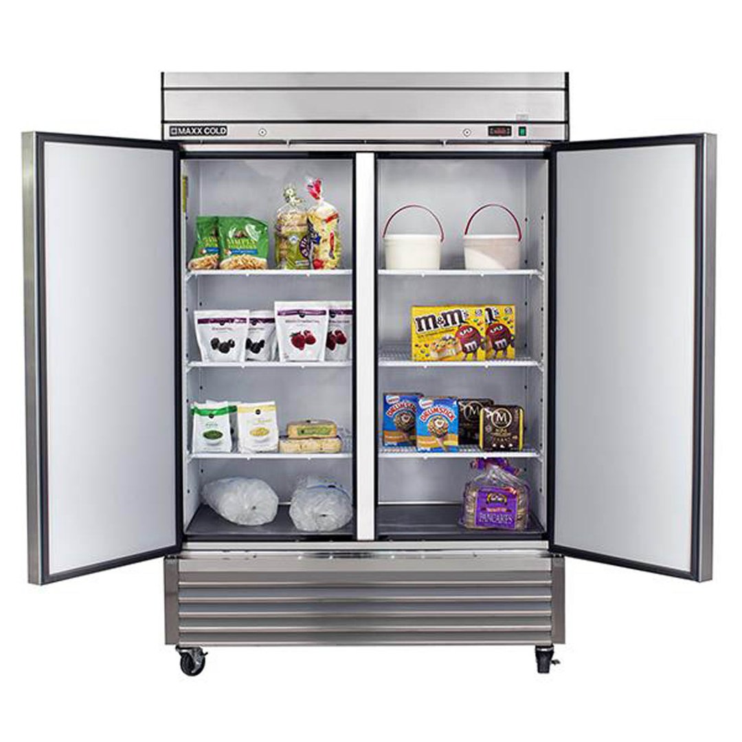 Maxx Cold MXSF-49FDHC 54" Two Section Reach-In Freezer w/ 2 Solid Doors, Bottom Mount, 43 cu. ft. 