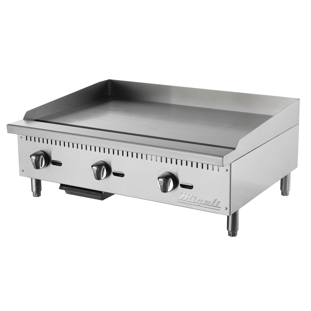 Migali C-G36 36" Countertop Manual Gas Griddle, 3/4" Steel Plate, 90.000 BTU