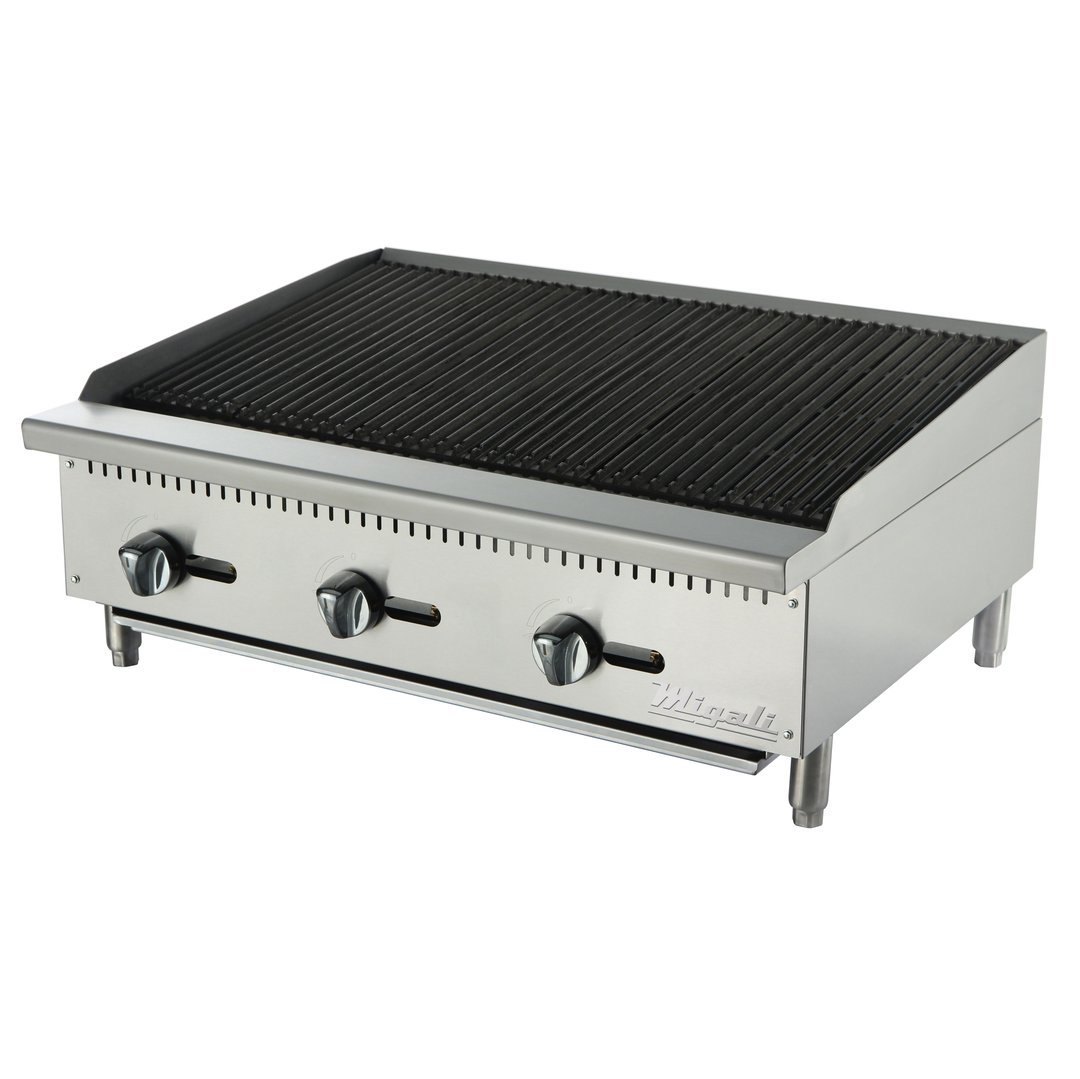 Migali C-RB36 36" Countertop Gas Radiant Charbroiler w/ (3) Burners, 105.000 BTU