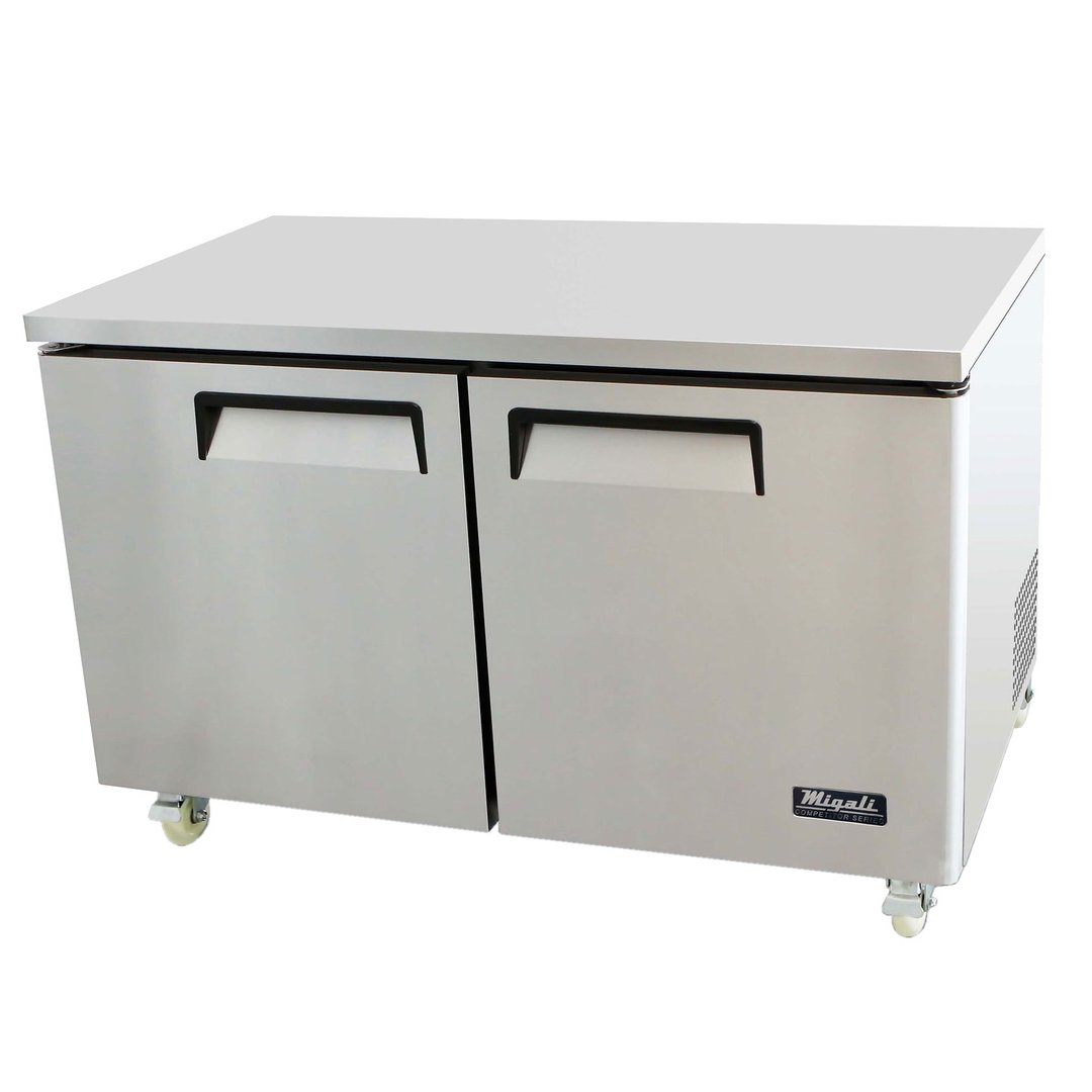 Migali C-U60F-HC 60" 2-Section Undercounter Freezer w/ 2 Doors, 18.2 cu.ft.