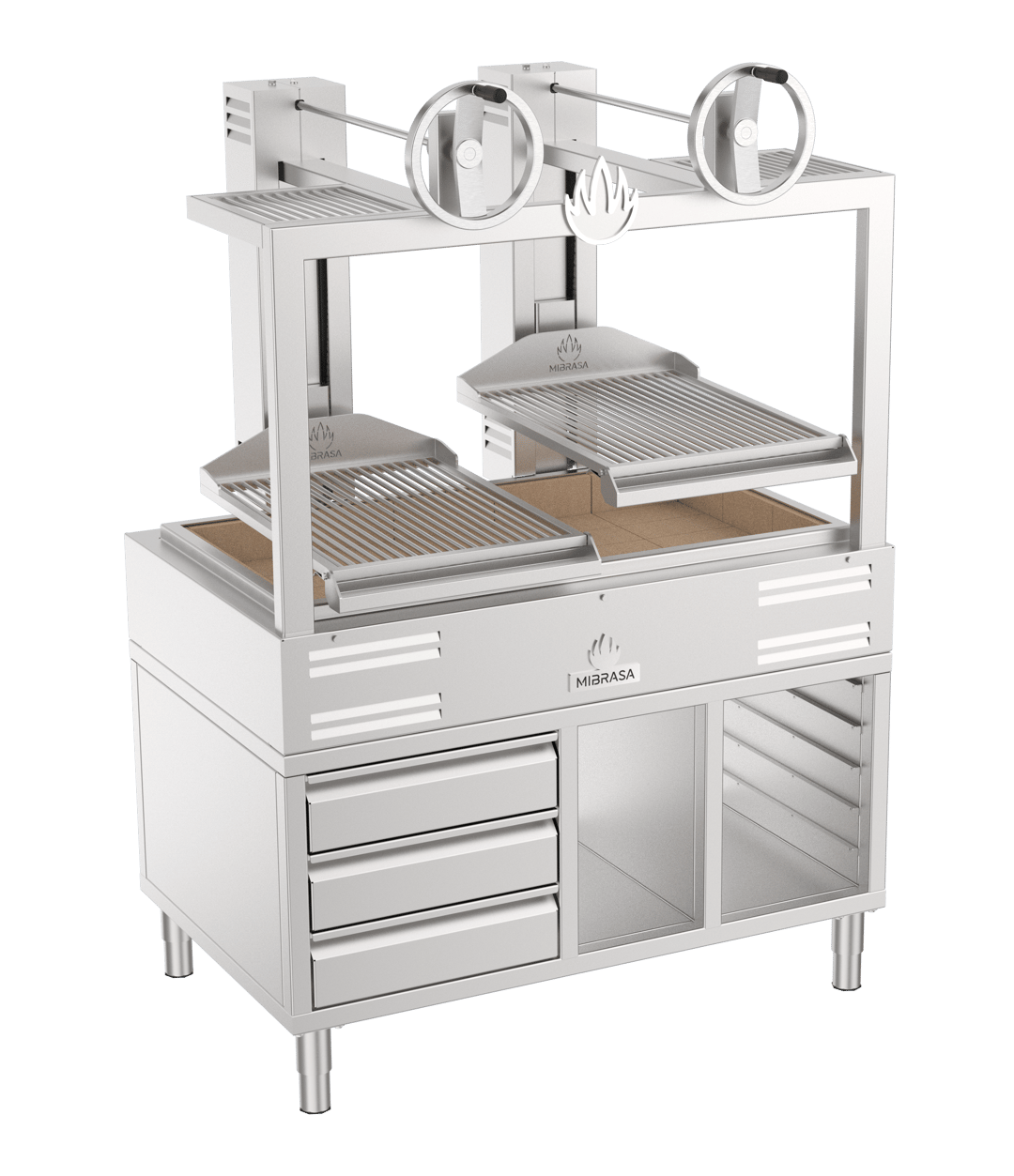 Mibrasa GMBMC130 50" Charcoal Parrilla Grill w/ (2) Adjustable Grills and Complete Stand Base