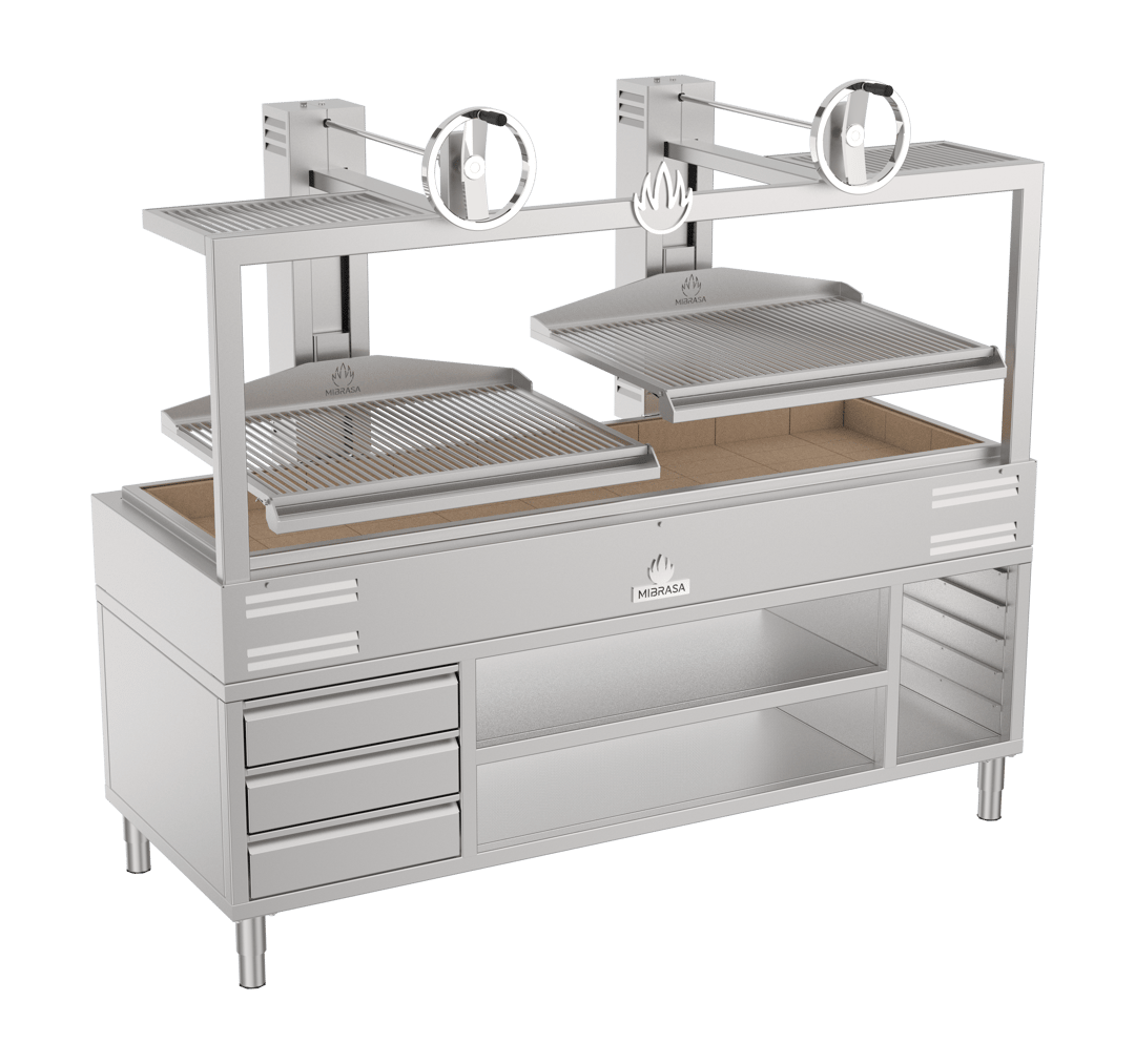 Mibrasa GMBMC200 82" Charcoal Parrilla Grill w/ (2) Adjustable Grills and Complete Stand Base