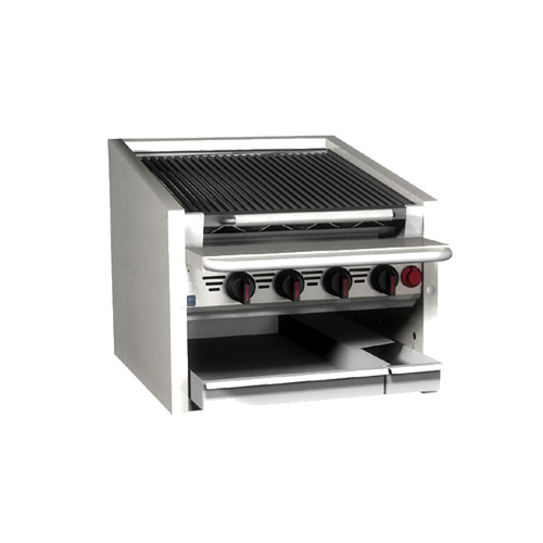 Magikitchn CM-SMB-636 36" Countertop Gas Ceramic Briquettes Charbroiler, (7) Burners, 105.000 BTU