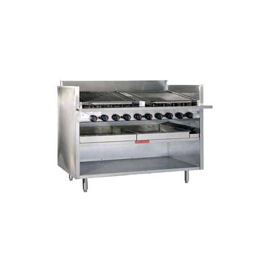 Magikitchn FM-RMB-624CR 24" Floor Gas Charbroiler w/ Cast Iron Radiant, Open Cabinet, 60.000 BTU