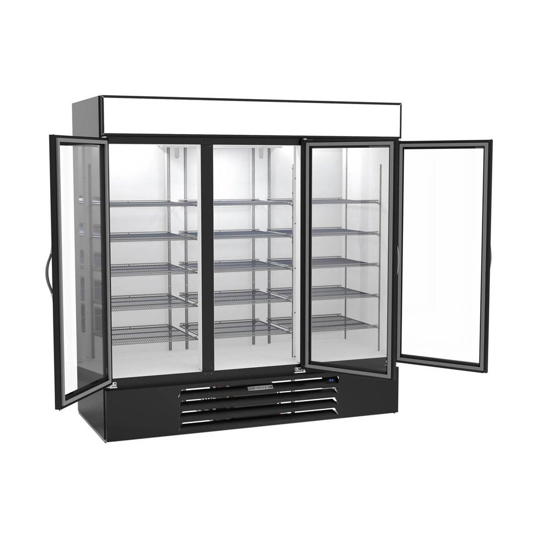 Beverage Air MMF72HC-5-B 75" 3 Glass Door Merchandiser Freezer in Black, 68.5 cu. ft.