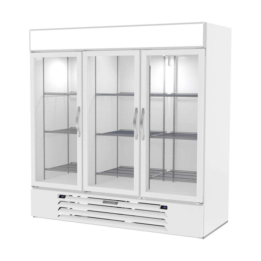 Beverage Air MMRF72HC-1-B-WW 75" 3 Glass Door Dual Temp Merchandiser in White, 19.62 / 44.85 cu. ft.