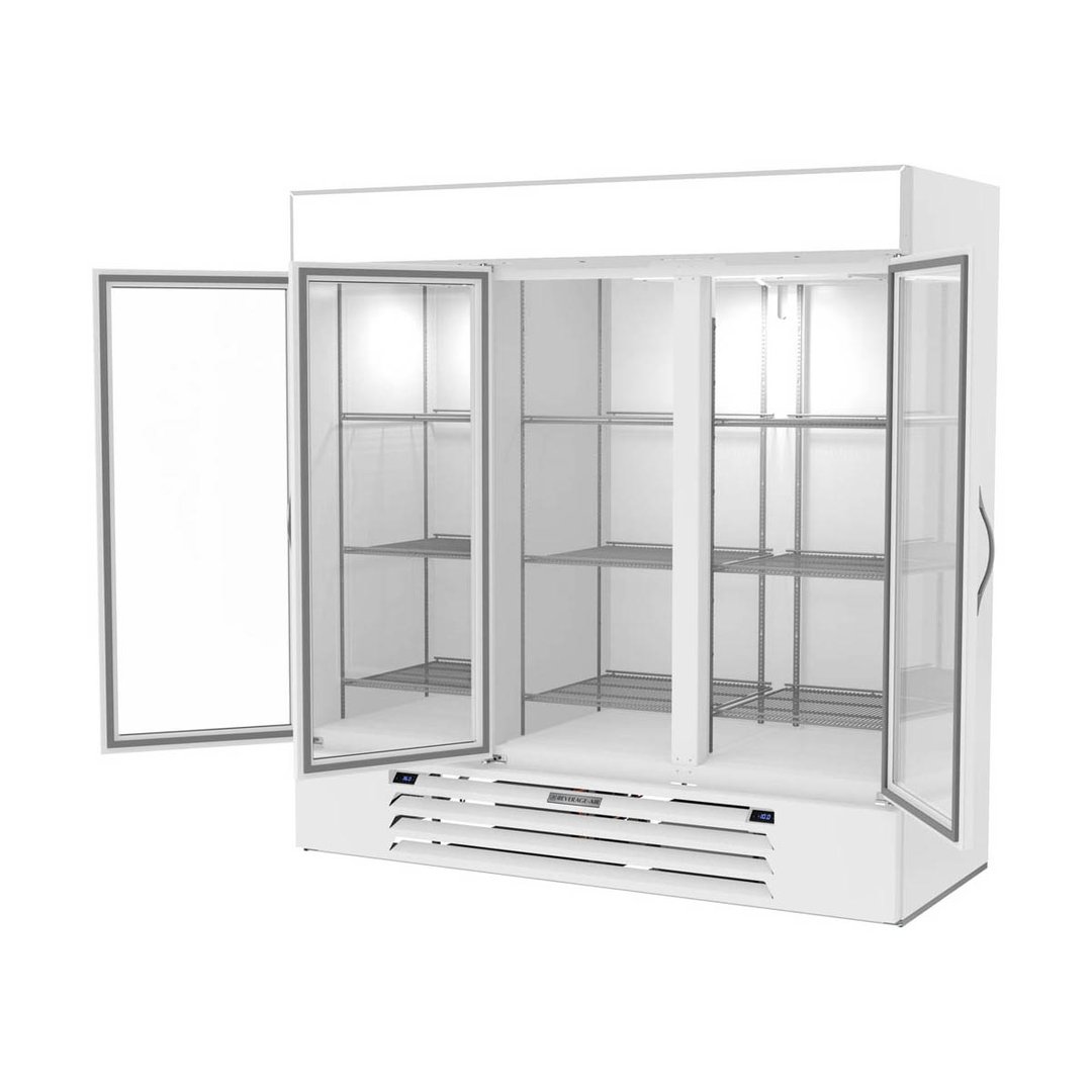 Beverage Air MMRF72HC-1-B-WW 75" 3 Glass Door Dual Temp Merchandiser in White, 19.62 / 44.85 cu. ft.