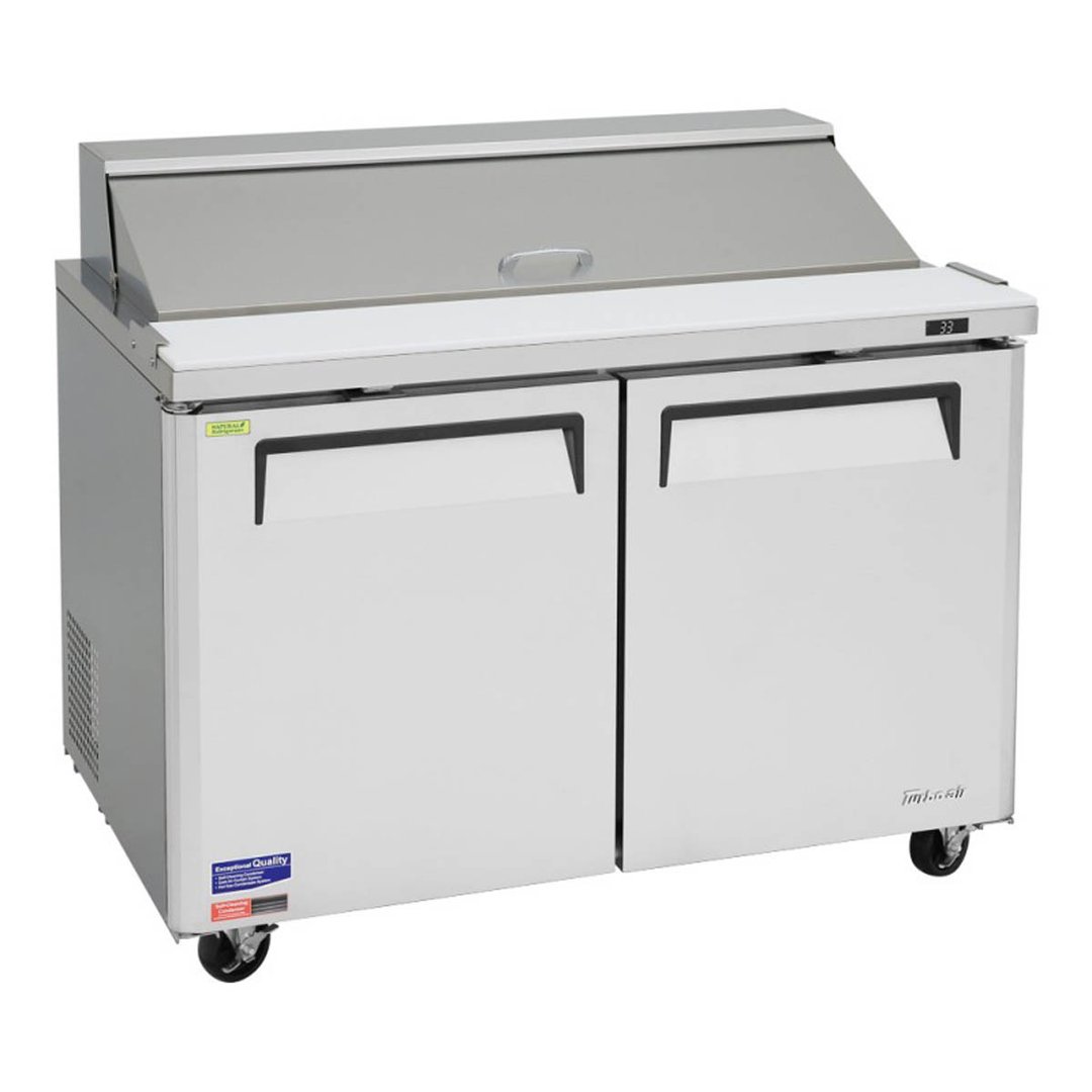 Turbo Air MST-48-N 48" Two Section Sandwich / Salad Prep Table w/ 2 Doors, 12 Pans